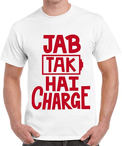 Image of Caseria Men's Cotton Printed T-Shirt -Jab Tak Hai Charge | 100% Cotton | Half Sleeves | Regular Fit | Printed | Round Neck | Graphic T Shirt