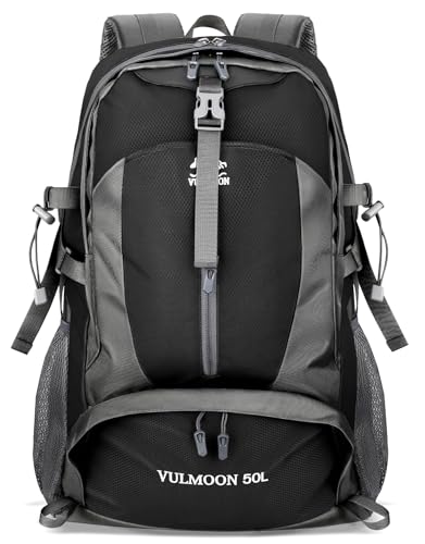 [Vulmoon] リュック 大容量 メンズ 60L 登山 カジュアル バックパック 防水 軽量 防災リュック アウトドア リュックサック おしゃれ 出張 通勤 海外 旅行 キャンプ用品 スポーツジム (ブラック50L)の画像
