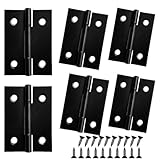 6PCS 2 inch Hinges, Butt Door Hinges Cabinet Hinges 1.2mm (0.047') Thick Stainless Steel Black Coated Finish...