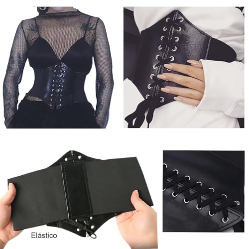 Cinto Gótico Feminino Corselet Espartilho Steampunk (Preto)