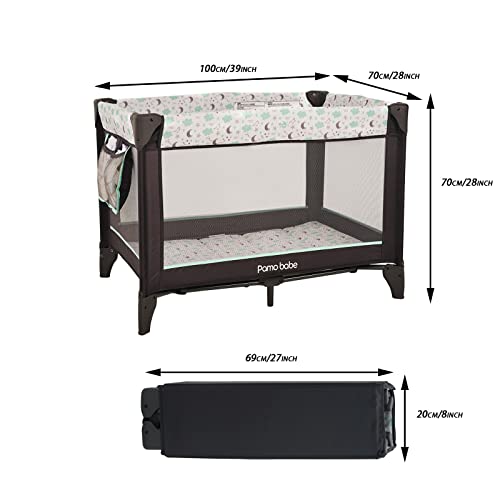 Pamo-Babe-Portable-Playard-Simple-Style-Playard-Push-Compact-Fold-Playpen-with-Carry-Bag-Grey