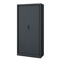 Jan Nowak Rollladenschrank Aktenschrank Büroschrank mit Rolltüren Metall Pulverbeschichtung 4 Einlegeböden 185 cm x 90 cm x 45 cm Anthrazit