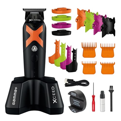 GAMMA+ XCEED Tagliacapelli Uomo Professionale con Cover Posteriore in Alluminio | Trimmer Regolabarba Uomo con Motore Vector IN2 | 180 Min di Autonomia | Lama Regolabile 0 Gap | Ricarica con USB-C