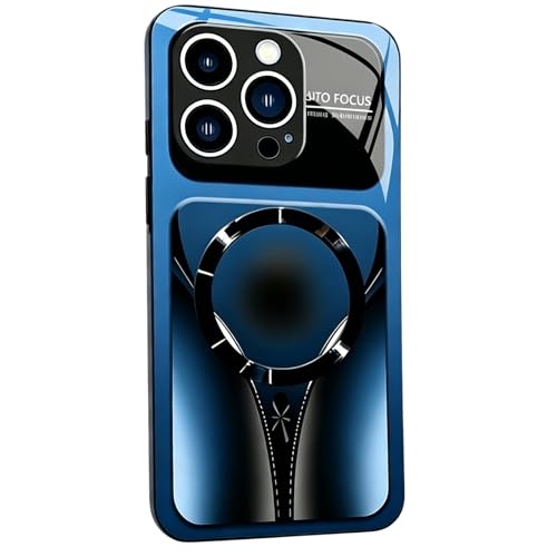 Magnetic Tempered Glass Phone Case, Compatible with Magsafe, Watercolor Design, Silicone Frame, Shockproof Protection, for iPhon