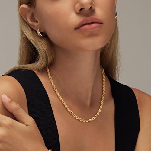 Gold Layered Necklace for Women, 14K Dainty Gold Chain Necklace Stackable Trendy Cuban Link Rope Snake Chain Choker Simple Chunky Herringbone Necklace Stack Jewelry Set Gift for Women3