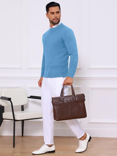 Men's Slim Fit Crew Neck Long Sleeve Soft Twist Textured Cable Knit Pullover Sweater4