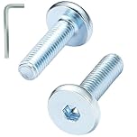 AMLOOPH M8 Bolts, M8 x 25mm Hex Socket Large Flat Head Carbon Steel Fully Threaded Furniture Screws/Bolts for Chairs, Cots, Beds and Tables (Pack Of 12- and a Wrench)