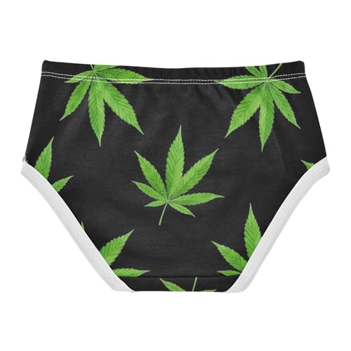 Stylish Girls Underwear Toddler 2t Cotton Panties Little Girl Watercolor Green Leaves Black Underpants Briefs2