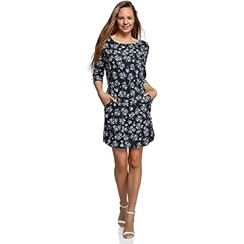 oodji Ultra Mujer Vestido de Viscosa Azul Cover