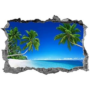 Muurstickers 3D Spiegelweergave Doorbreken De Muur Vinyl Muurstickers Verwijderbare DIY Vinyl Muurstickers Beach voor…