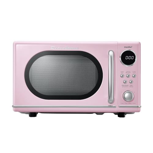 COMFEE' Retro Countertop Microwave Oven, 0.7 Cu.Ft., 700W, Pink