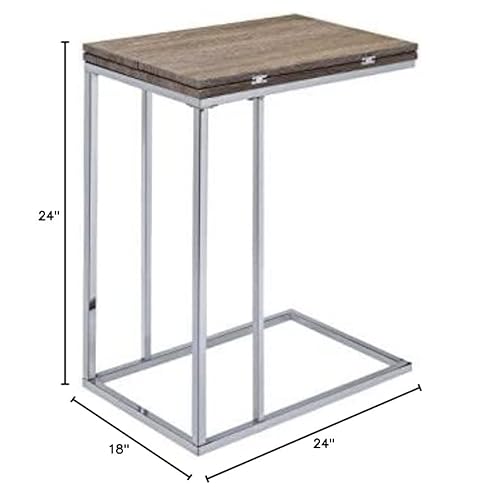 Acme Furniture Ac-81849 Side Table, One Size, Gray/Weathered Oak And Chrome #TOP2