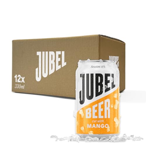 JUBEL Mango Beer (12x330ml) - Award Winning Gluten Free Beer | Vegan/Low Calorie/Low Sugar | Dangerously Refreshing Fruit Lager | Sociable 4% ABV | Voted UK's Best Fruit Beer | B Corp Certified
