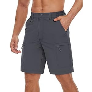 TACVASEN Men’s Cargo Work Shorts Outdoor Stretch Hiking Walking Shorts with 5 Zip Pockets