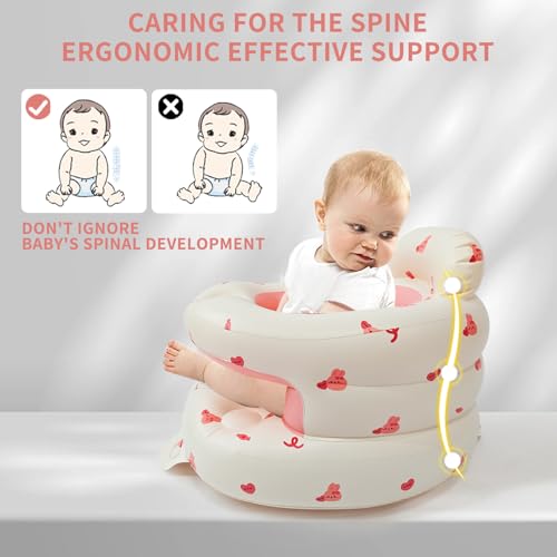 Image of Portable Inflatable Baby Seat with Safety Fence - Sit-Up Chair for Infants & Toddlers | Secure Baby Floor Seat for Sitting Practice | Lightweight Design with Built-in Air Pump