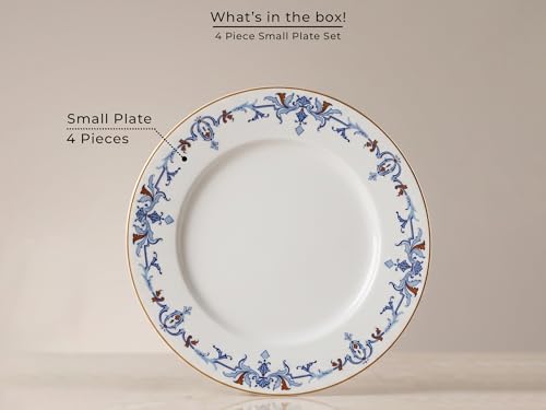 Image of Bodhi House Premium Porcelain Dinner Plates Set of 4 | Royal Crest Design | Durable, Microwave & Dishwasher Safe | Dinnerware Plates for Everyday Use & Set for Home, Dining, Kitchen & Gifting