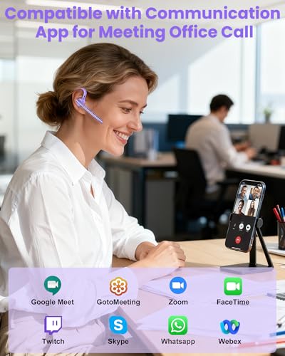 Image of New Bee Bluetooth Headset V5.1 72H Talk Dual Mic with Mute Button for Business, Wireless Hand-Free Bluetooth Earpiece with 500mAh Charging Case for Cell Phone Calls Trucker Driver