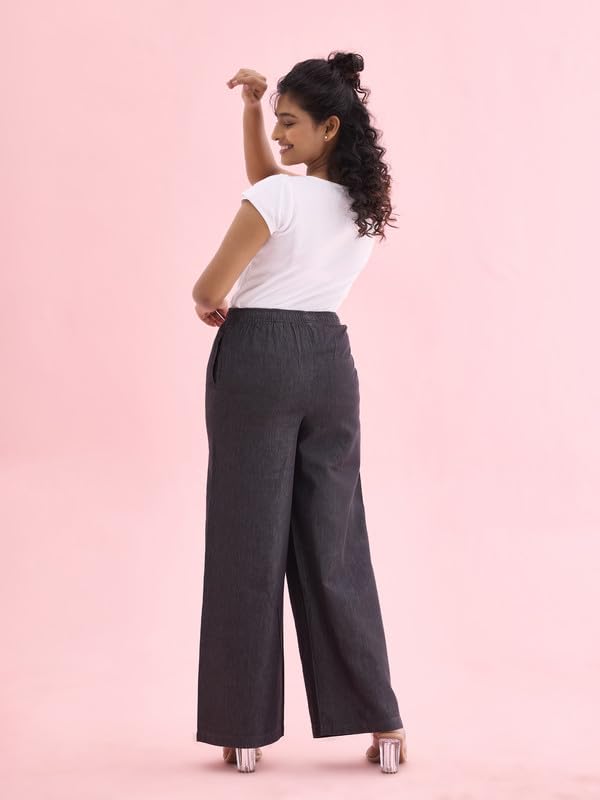 Image of GO COLORS Soft Viscose & Linen Blend Linen Palazzo Full Length for Women| Breathable, Mid Rise