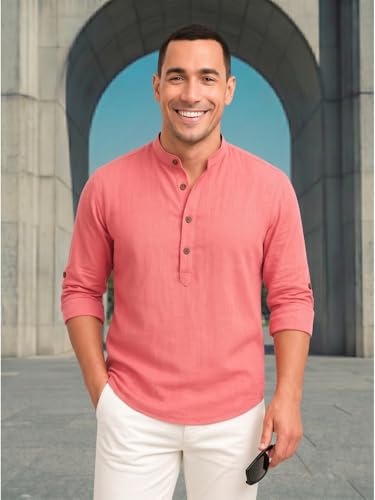 Image of DEELMO Combo of Men's Cotton Blend Solid Regular Fit Full Sleeve Short Kurta | Men's Trendy Short Kurta Pack of 2