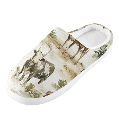 JUNZAN Western Cowgirl Wilderness Mens House Cotton Slipper Washable Memory Foam Hotel Slippers for Spa Christmas Presents 6-7 5