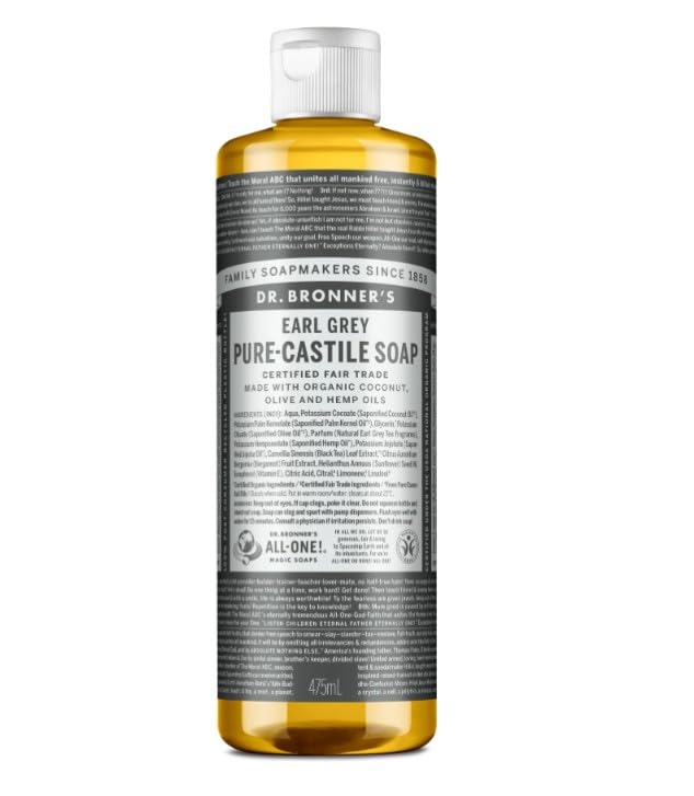 Dr. Bronners Jabón natural 18-IN-1 | Earl Grey | Jabón líquido orgánico | vegano | orgánico | Gel de ducha, jabón de manos, champú y mucho más | Con aceite de coco, oliva y jojoba orgánico, 475 ml