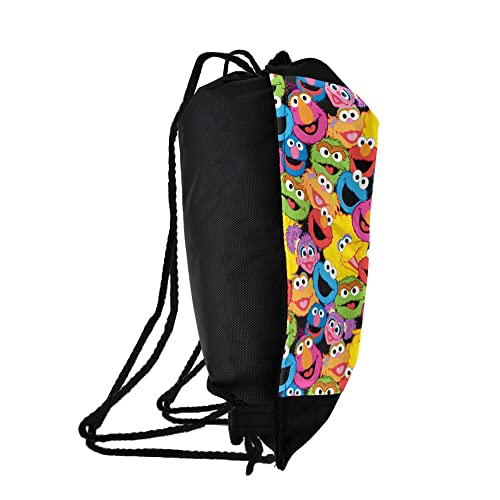 LOGOVISION Sesame Street Character Head Collage Drawstring Backpack Sports Bag Sackpack 17" x 13", Perfect for Gym, Yoga or Practice2