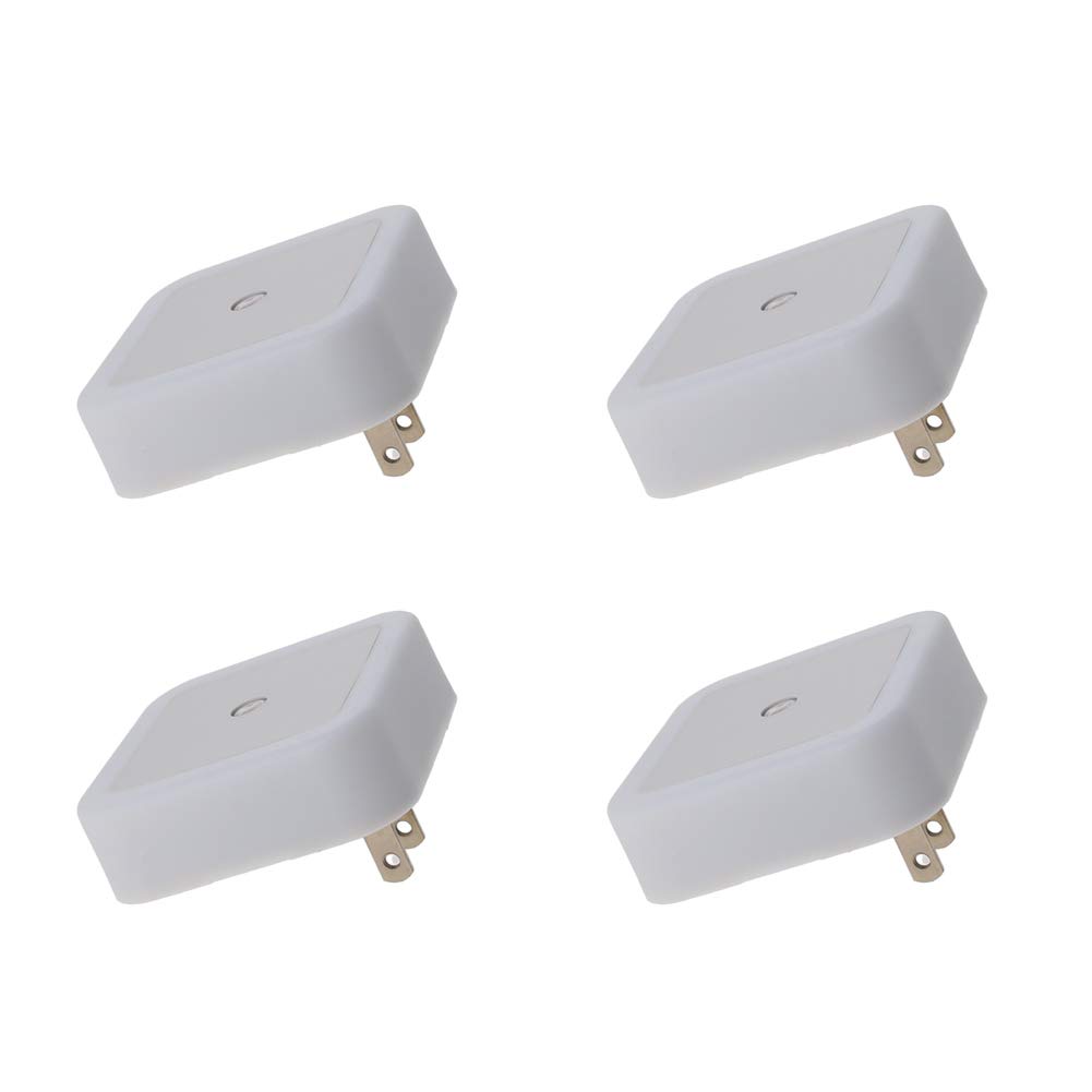 Othmro ABS L65×W65×H68 Plug-in Night Light Warm Light LED Christmas Light Bulb Bed Lights with Auto Dusk-to-Dawn Sensor for Bedroom Kitchen Hallway White US Plug 4Pcs