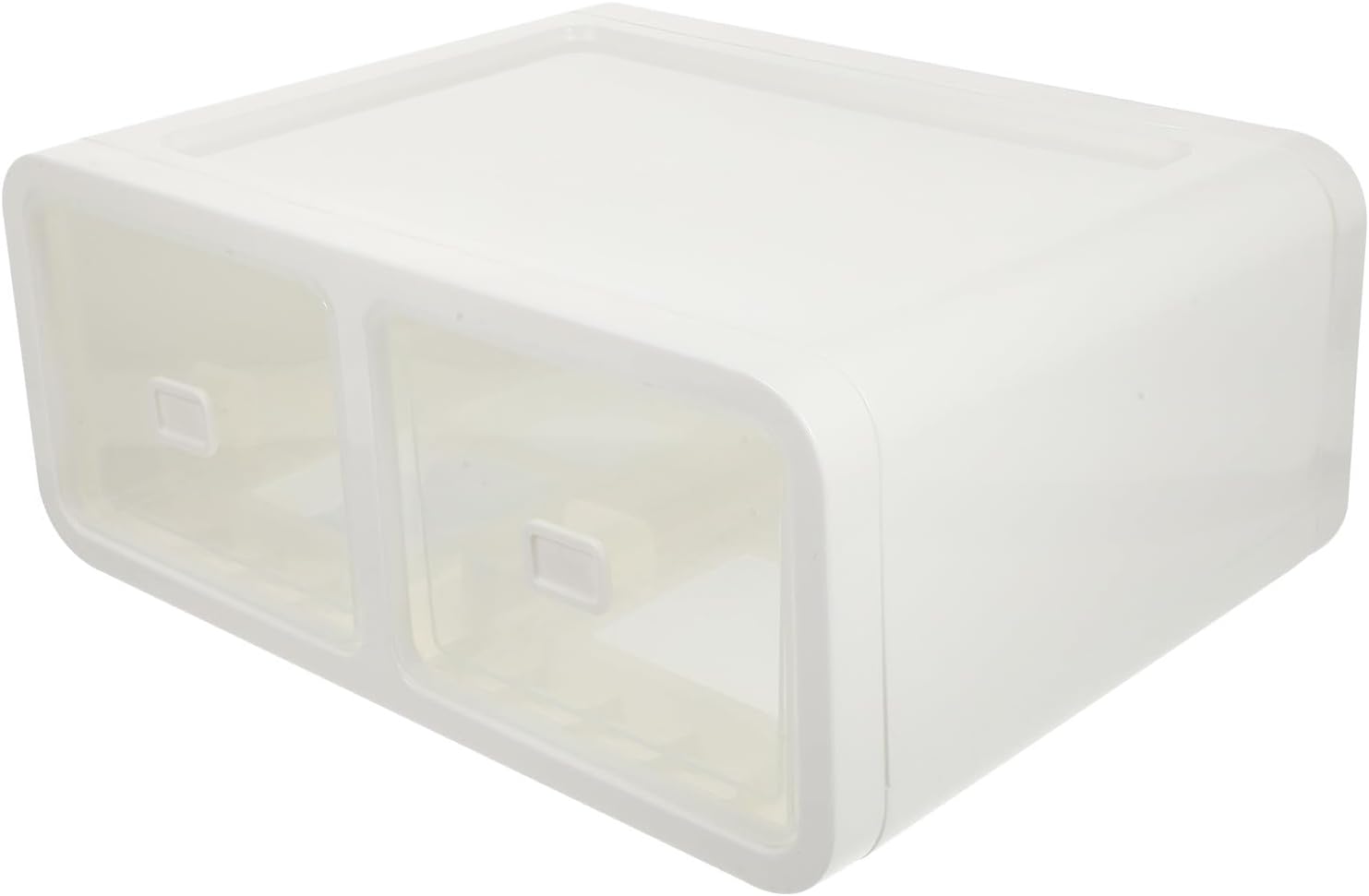 Socks and Underwear Drawer Organizer Box, 2-compartment White Plastic Storage Container for Wardrobe Clothing and Closet Organization