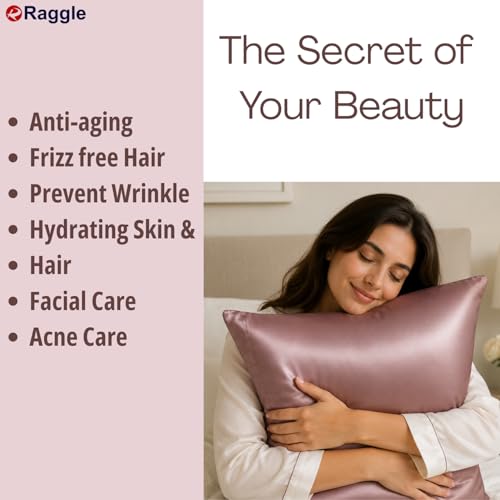 Image of RAGGLE Satin Silk Pillowcase for Hair and Skin Standard Size 18 inchX 28 inch with Soft Breathable Smooth Cooling Pillow Covers for Sleeping or Pillow Protector (2, Chocolate)