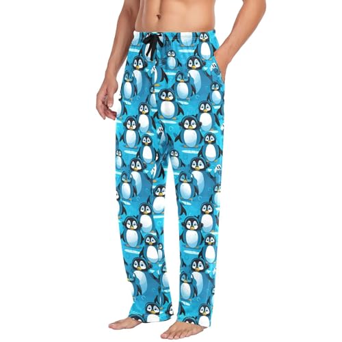Cute Penguins Men's Pajamas Pants Cotton Sleep Bottoms Pants Lounge Sleepwear - S4