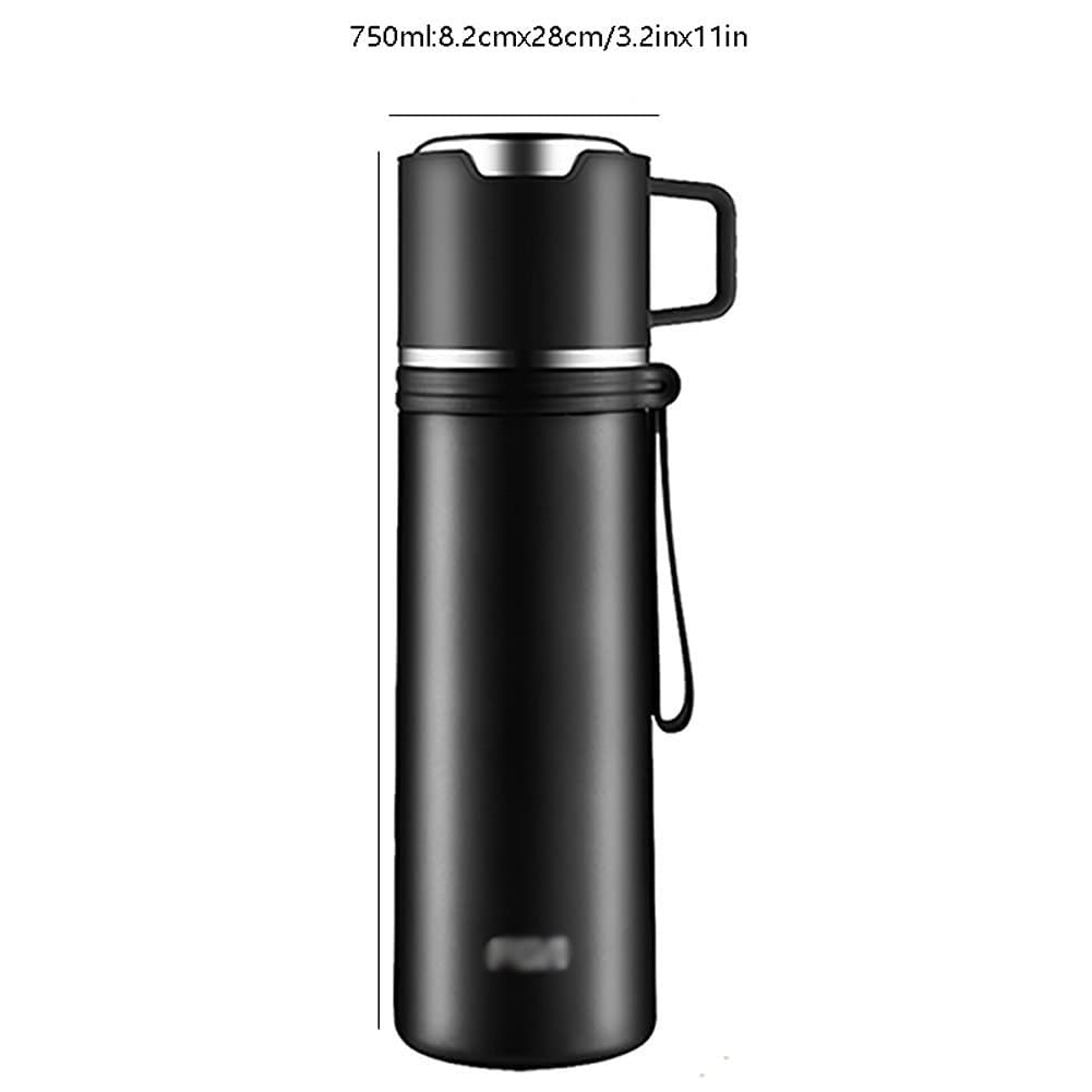 Bottiglia Sportiva Vacuum Vacuum Jar Grande capacità Tazza d'Acqua Bottiglia d'Acqua, Bottiglia in Acciaio Inox con Manico Bicicletta Camping Office Bottiglia Acqua Yoga (Color : Black)