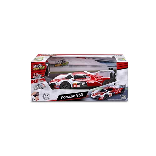 Maisto Tech R/C Coche teledirigido Porsche 963, Escala 1:24, Mando con gatillo, 6 Funciones, Frecuencia 2.4 GHz, Coches Deportivos, +8 años (78404)
