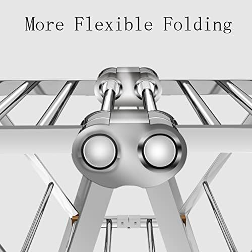 Stainless Steel Simple Clothes Drying Rack,with Shoe Support + Windproof Hole,Clothes Drying Rack for Laundry Foldable,Wing-Shaped Folding Clothes Pole Balcony