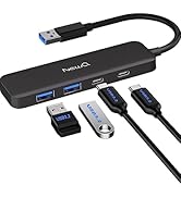 Dual USB C USB A 3.0 Hub: 4 Ports mit 2 x USB-C 3.0 und 2 x USB-A 3.0, Ultra Slim Mini Portable U...