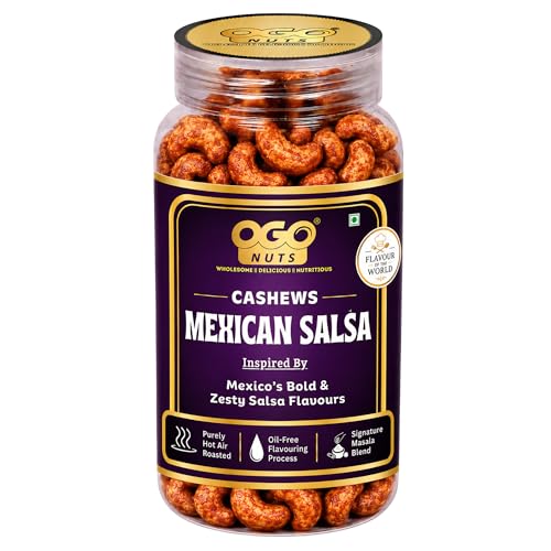 Image of OgoNuts Mexican Salsa Cashews 200g | Tangy & Spicy Flavoured Cashew Nuts | Crunchy Mexican Style Savoury Snack | Flavour of the World Collection | Premium Cashews