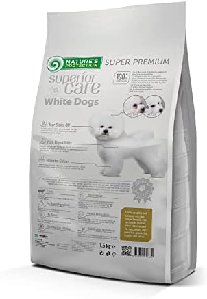 Nature's Protection Superior Care White Dogs Dry Food I Lamb I For Adult Small And Mini Breeds I No Tear Stain I Gluten Free I Healthy Skin & White Coat I Suitable for Bichon Frise, Maltese, 1.5 kg