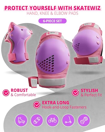 Image of SKATEWIZ Knee and Elbow Pads Adult - Skating Protective Gear Adult, - Smash - Size L Pink Purple - Skateboard Pads, Roller Skates, Inline Skate - Ice Skates Women