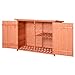 Outsunny Gartenschrank Holz Gerätehaus mit 3 Fächern Gartenhaus Geräteschuppenmit Fachböden 2 Türen Asphaltdach Massivholz Natur 128 x 50 x 82/90 cm