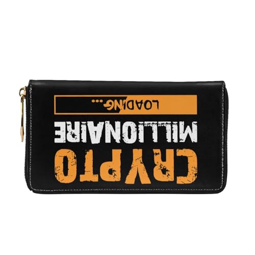 Crypto Millionaire Loading Long Leather Clutch Wallet with Dual-Sided Print - Storage bag (12 Card Slots, Zippered Coin Pocket)3