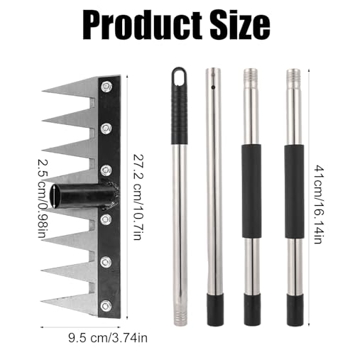 Rastrillo manual de 8 púas para jardinería, acero inoxidable miniatura 2