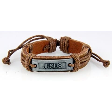 4030521 Jesus Leather Bracelet Christian Scripture Name of Jesus Bible Religious Cover