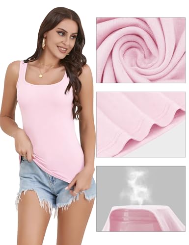 Image of BQTQ 5 Pack Women's Tank Tops Square Neck Sleeveless Ladies Tank Top Undershirts