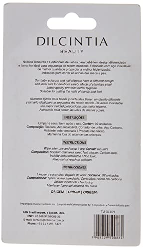 KIT BABY DILCINTIA BEAUTY, Tesoura e Cortador de Unhas, Aço Inox, Cabo Plástico Azul, Tamanho: Peque