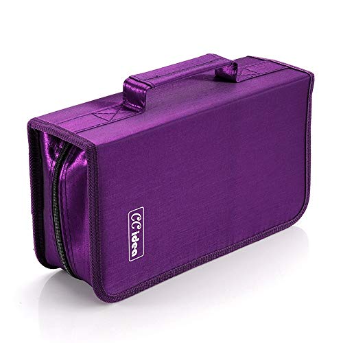 CCidea CD Case DVD Storage Holder, 128 Capacity DVD Cases Organizer CD Plastic Protective Carrying Binder,Portable Cd Wallet for Home Travel (Purple)