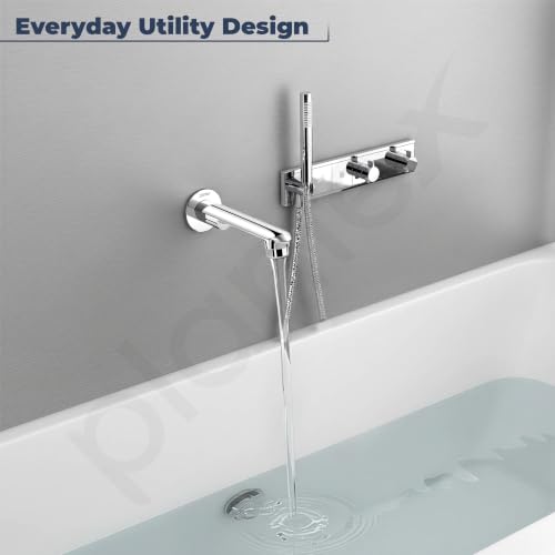 Image of Plantex Bath Tub Spout with Wall Flange /Single Lever Spout /High Flow Tap for Bathroom /Kitchen - (Chrome)