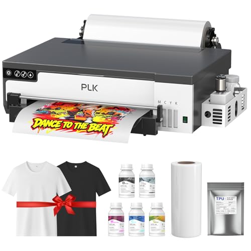Image of PLK A3 DTF Printer with XP600 Printhead&Roll Feeder, Double Printing Speed, Upgraded L8058 DTF with White Ink Stirring System,100% Transfer Custom T-Shirt /Textile Printing(A3 Printer+Consumables)