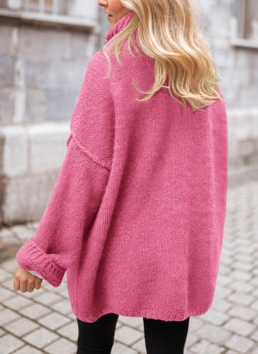 PRETTYGARDEN Women's Knit Oversized Sweater Fall Fashion Casual Long Sleeve Turtleneck Chunky Pullover Tops Winter Clothing
