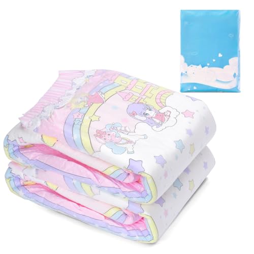Image of LittleForBig Ultra Absorbent 7000 mL Adjustable Hook-and-Loop Fastener Closure Adult Printed Cloth Back Diaper 2 Pieces - Fairy Littles in Dreamland (X-Large 48 inch-56 inch)