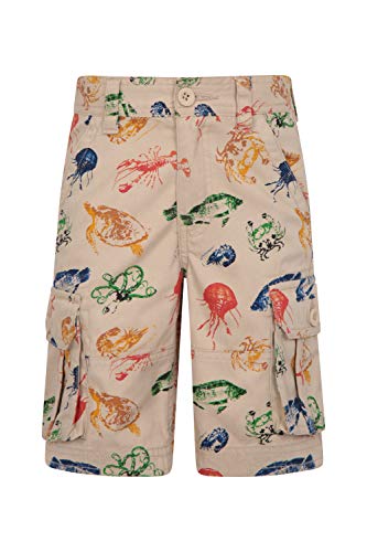 Mountain Warehouse Printed Kids Cargo Shorts -100% Cotton Summer Pant Beige 7-8 Years
