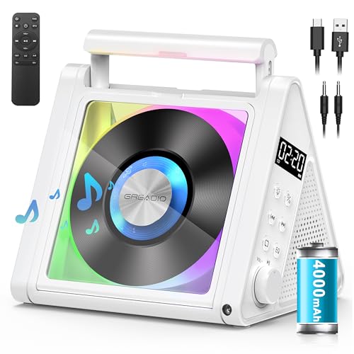 Image of Greadio Portable CD Player with Bluetooth & RGB Ambient Lights for Desktop